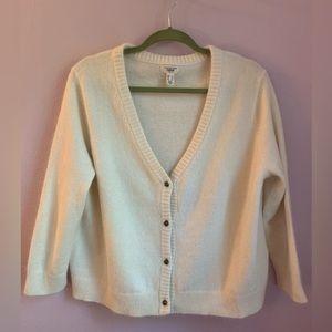 Lands’ End angora cardigan in cream